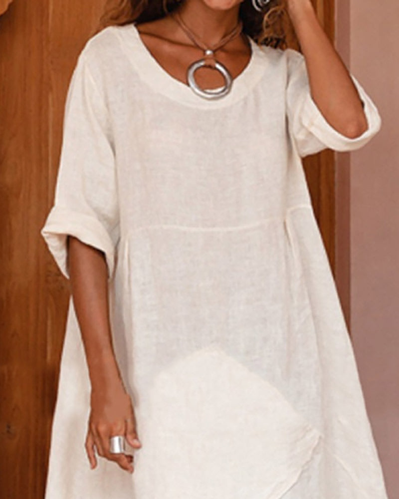 Summer Casual Midi Dress with Half Sleeves | Ideal for Summer