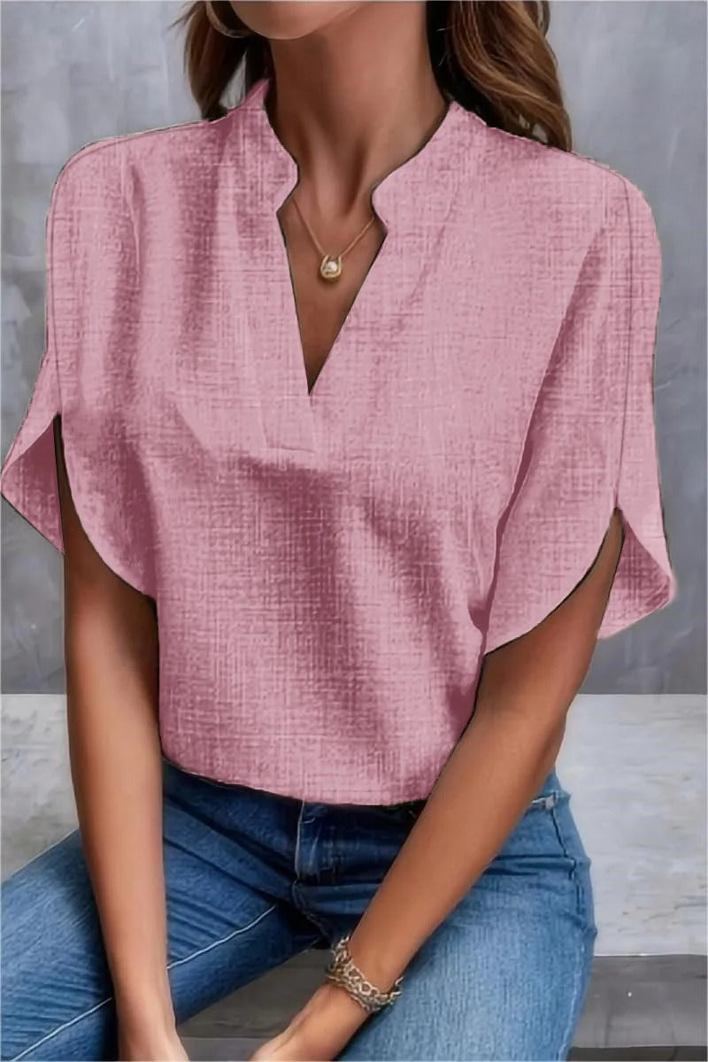 Breezy Linen V-Neck Top for Women