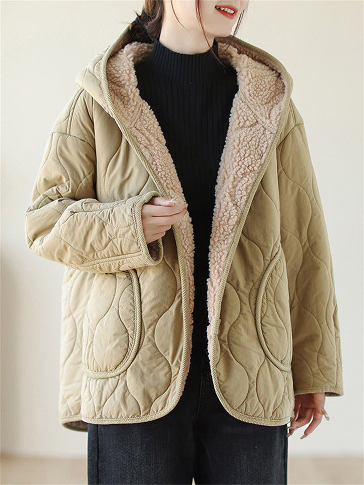 Thickened Plush Lining Super Warm Hooded Coat