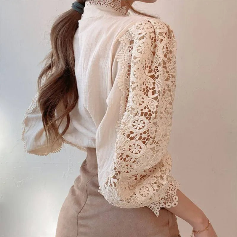 Sexy Long-Sleeve Lace Blouse for Women