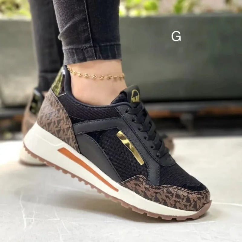 Breathable Lace-Up Platform Sneakers for Women