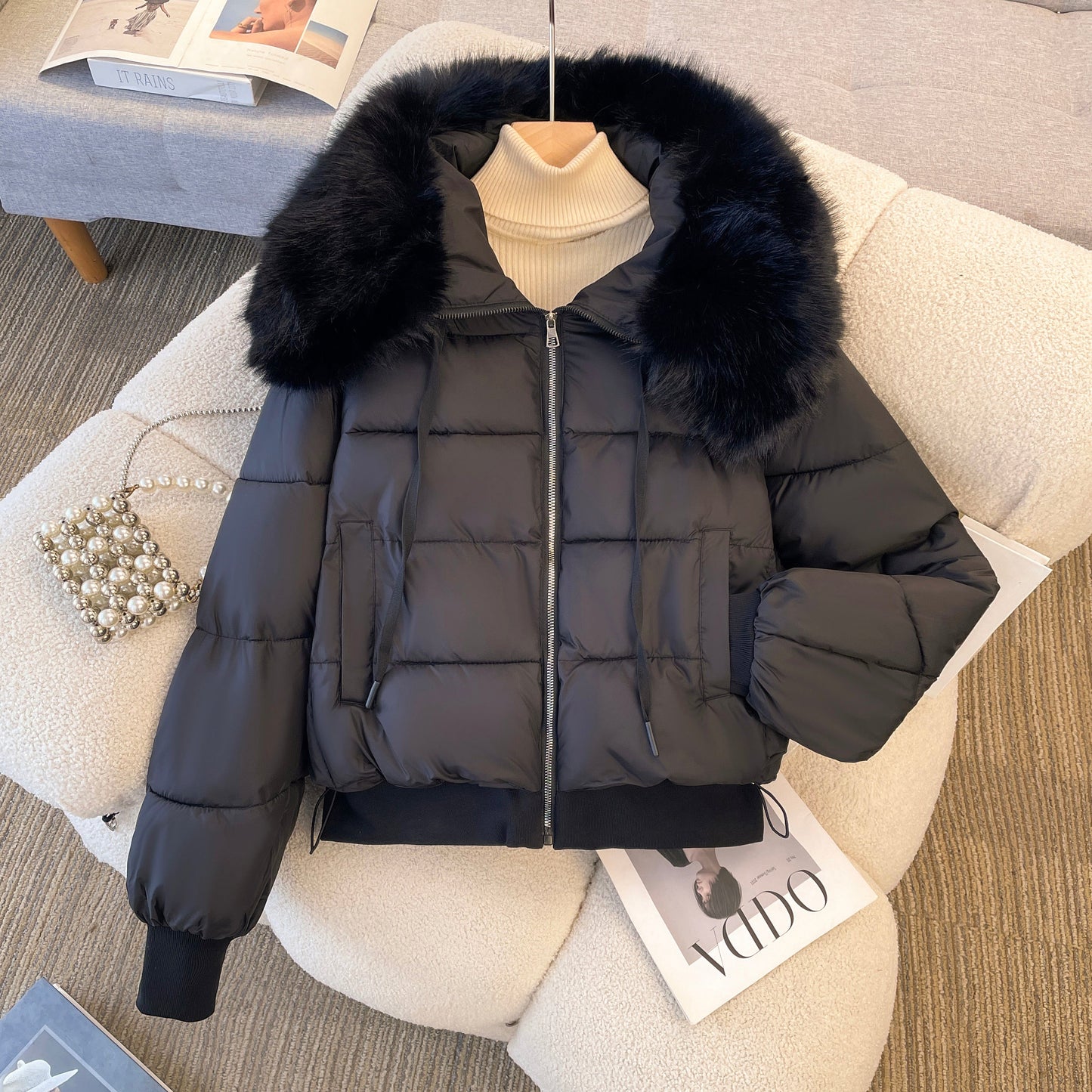 Ivyshape | Warm Parka Jacket with Fur