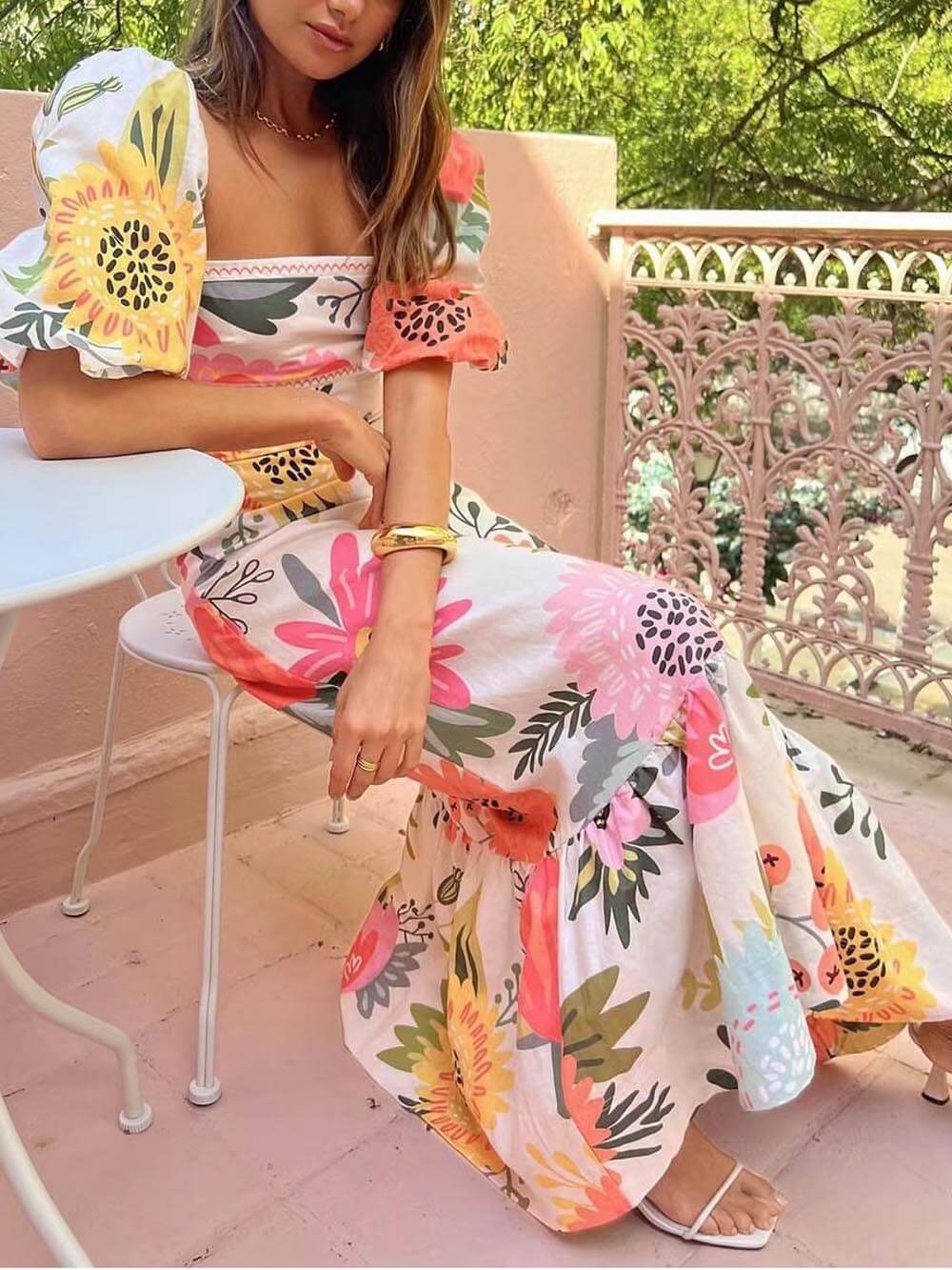 Ivyshape | Bliss Sunburst Floral Maxi Dress