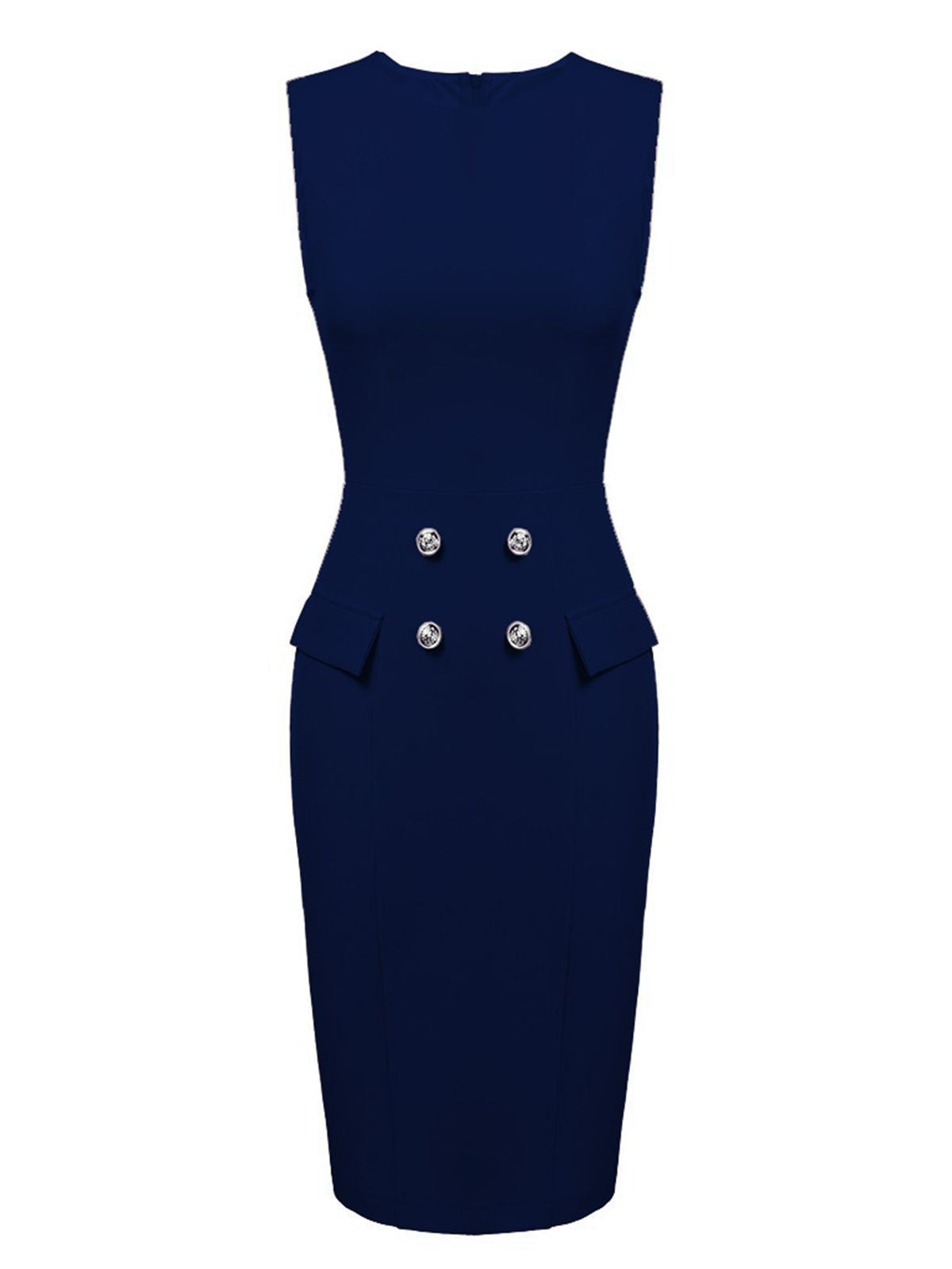 2PCS  Button Work Pencil Dress