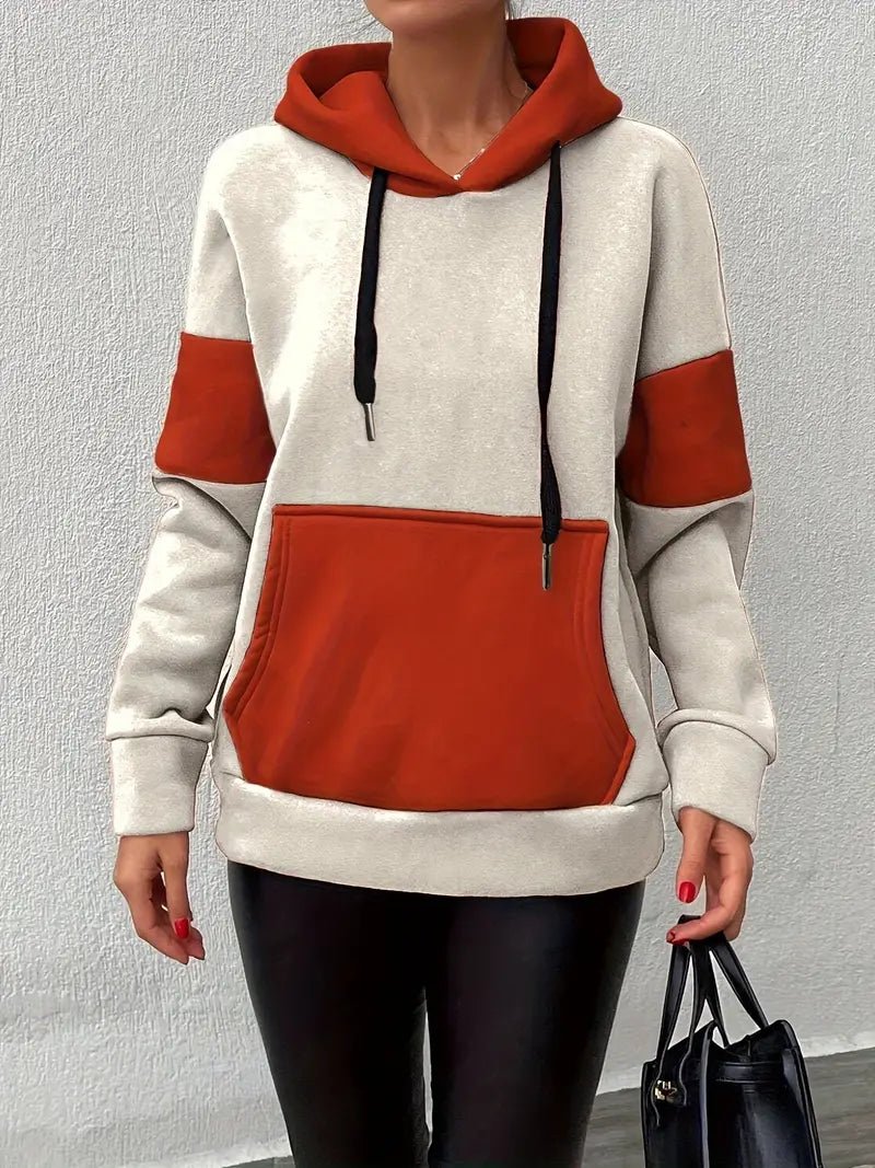 Ivyshape | Women’s hoodie with kangaroo pocket in block colors