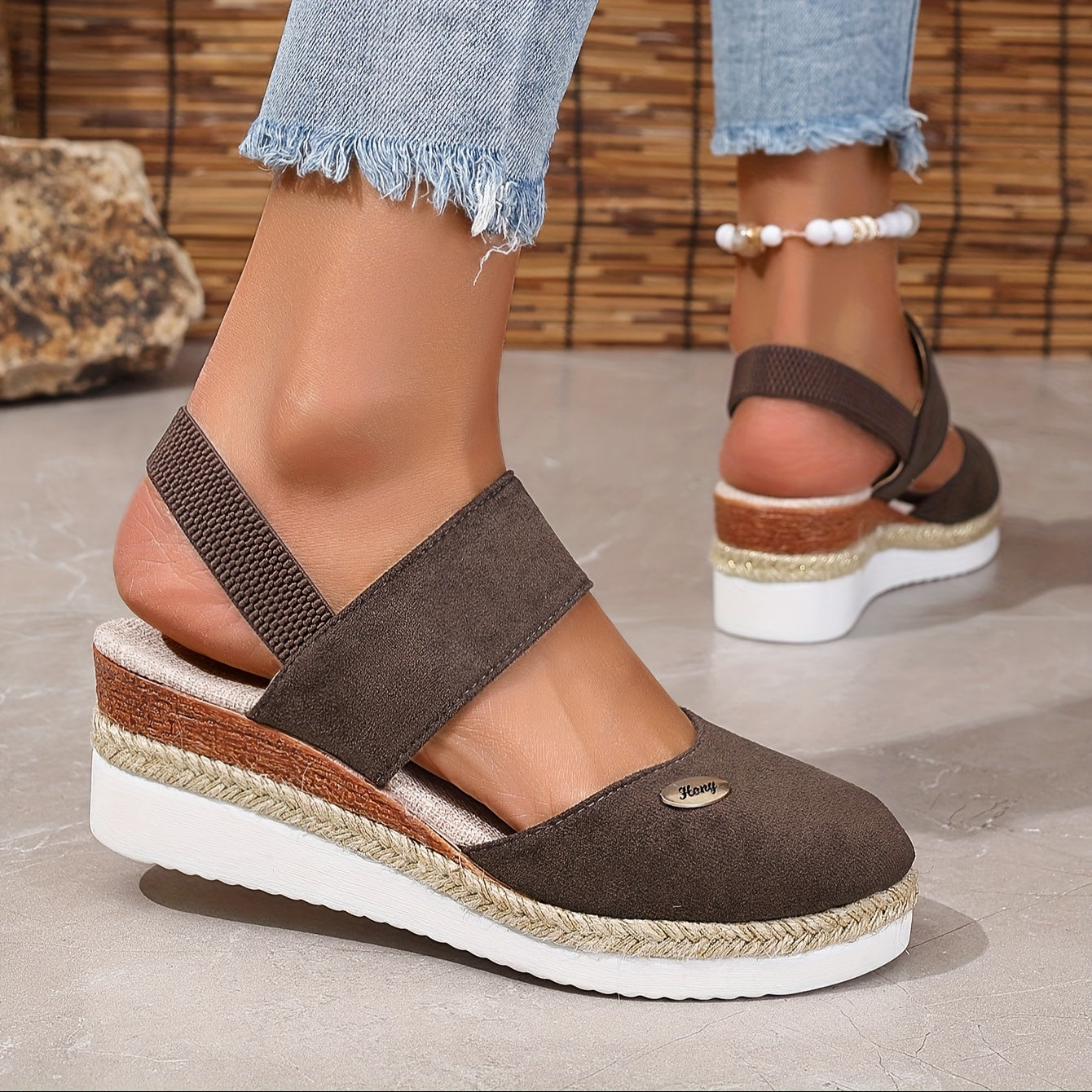 IvyShape | Women’s Sandals On Platform: Non-Slip, Closed Toe, Elastic Strap