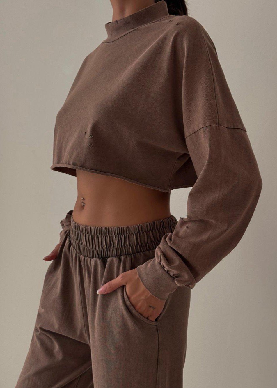 Ivyshape | Luxe Cropped Turtleneck Two-Piece Set