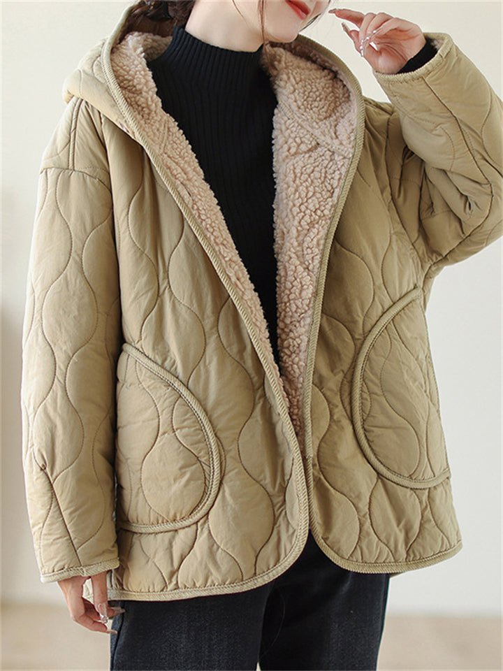 Thickened Plush Lining Super Warm Hooded Coat