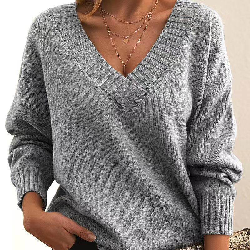 Ivyshape | Women's Knitted Sweater V-Neck