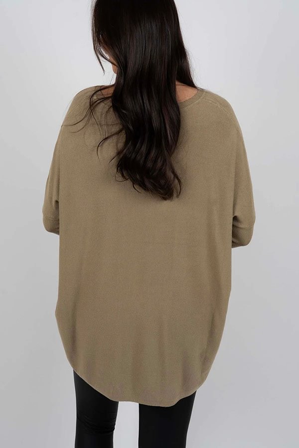 Ivyshape | Melodies Knit Crew Neck Front Pockets Oversized Sweater