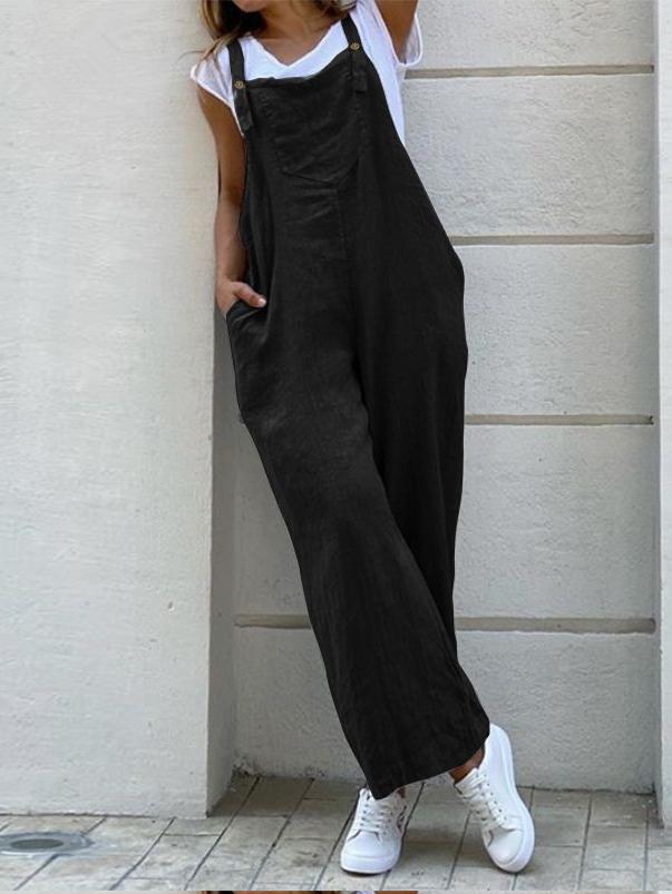 Solid Color Long Jumpsuit