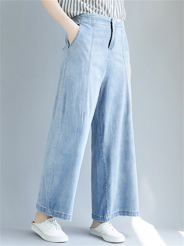 Women's Leisure Light Blue High-Waist Jeans