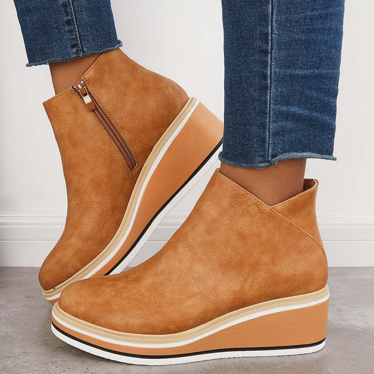 Ivyshape | Women's Stylish Leather Boots Ankle