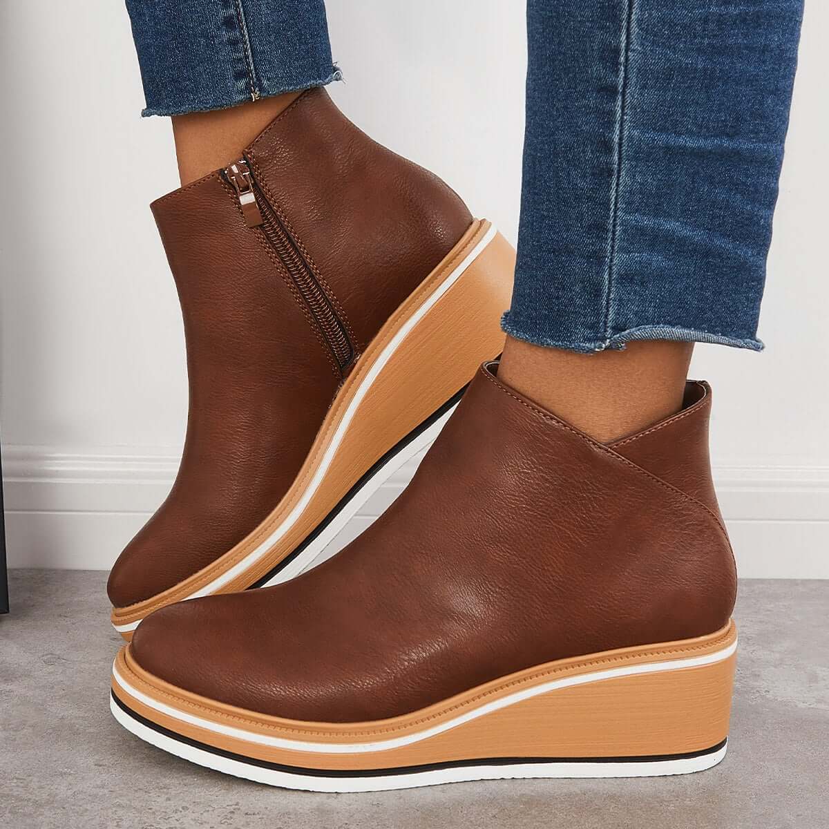 Ivyshape | Women's Stylish Leather Boots Ankle