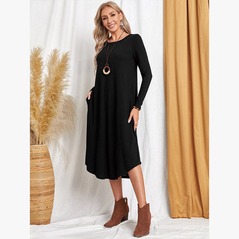 Ivyshape | Solid Color Casual Long Sleeve Dress