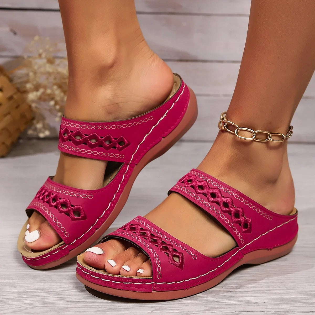 Vintage Open Toe Wedge Sandals for Women