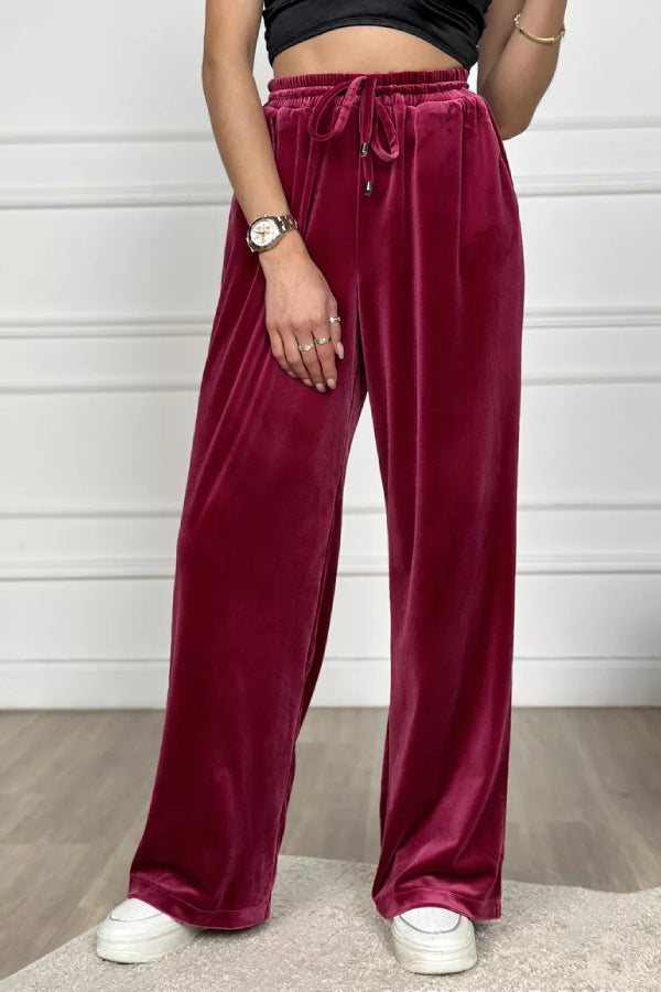 Ivyshape | Velvet Wide Legged Pants Straight Velvet Pants