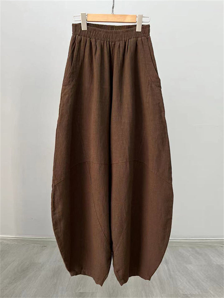 Women's Original Design Zen Style Oversized Ramie Linen Lantern Pants