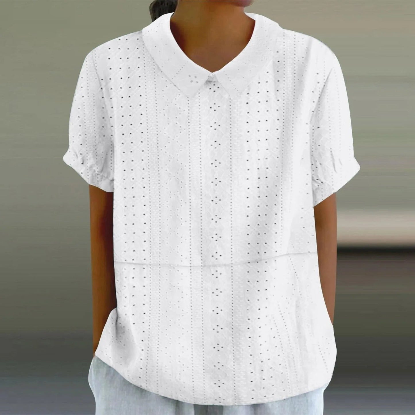 Elegant Short-Sleeve Button-Up Blouse for Women