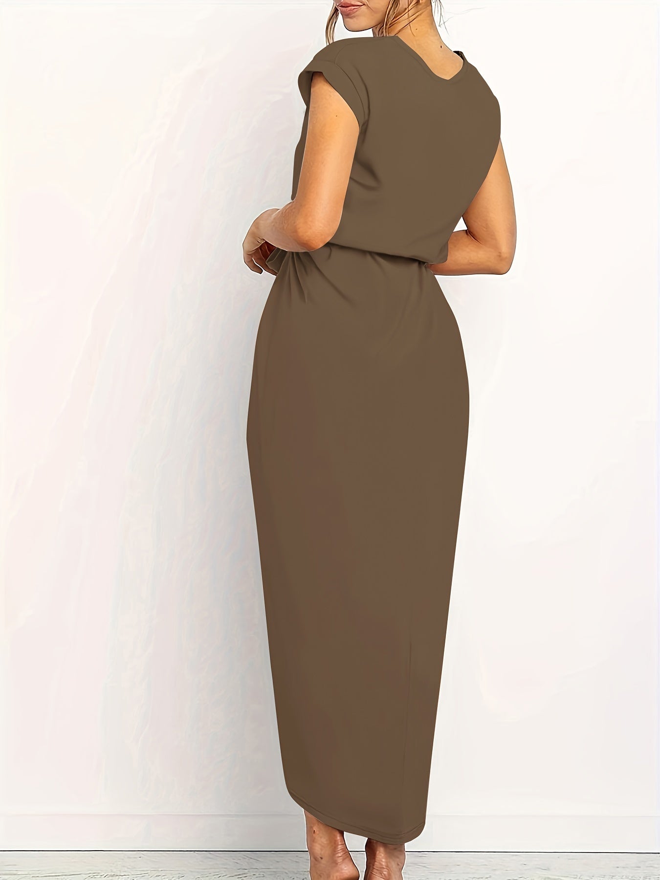 Ivyshape | Women's Ribbon Tie Dress Slit