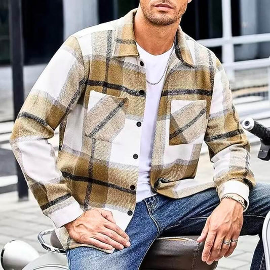 Ivyshape | Plaid Knit Flannel Long-Sleeve