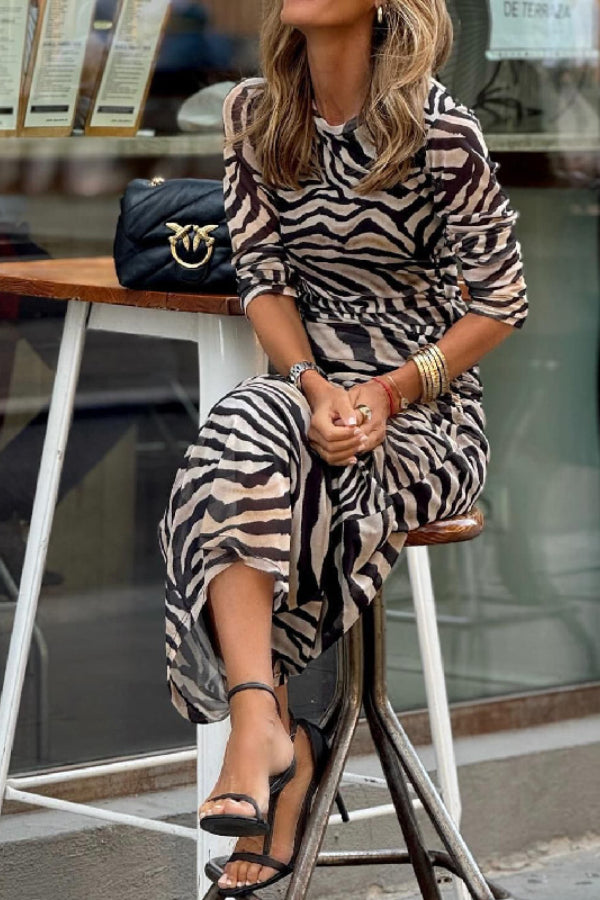 Ivyshape | Zebra Print Mirror Velvet Stretch Slim Fit Dress