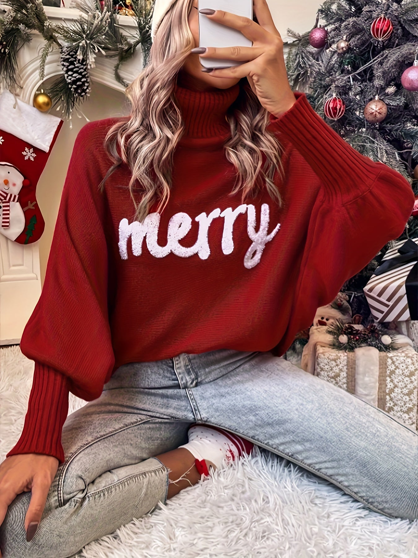 Ivyshape | Merry Christmas Turtleneck