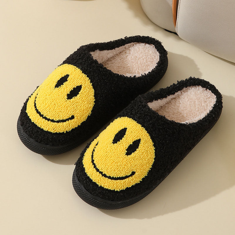 Ivyshape | Large Smiley Pattern Fur Slippers