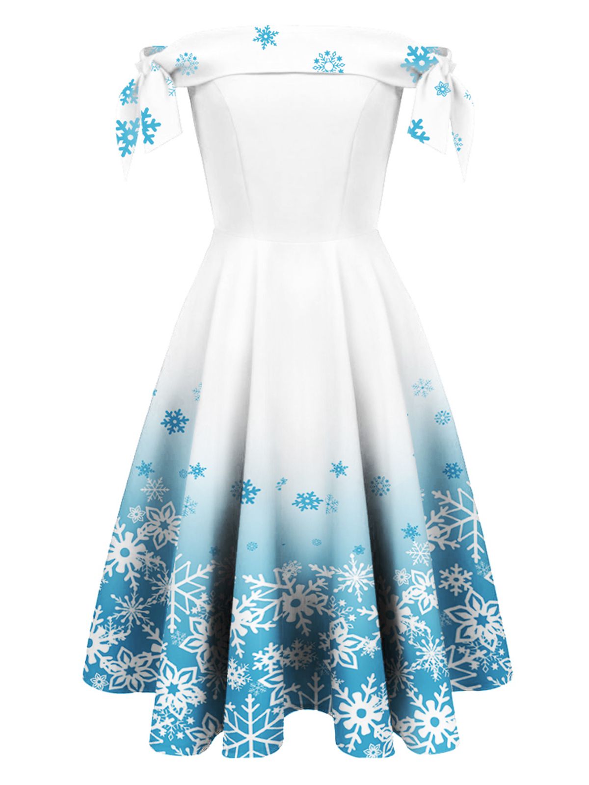 White Off Shoulder Snowflake Dress