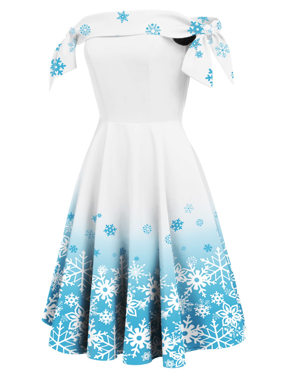 White Off Shoulder Snowflake Dress