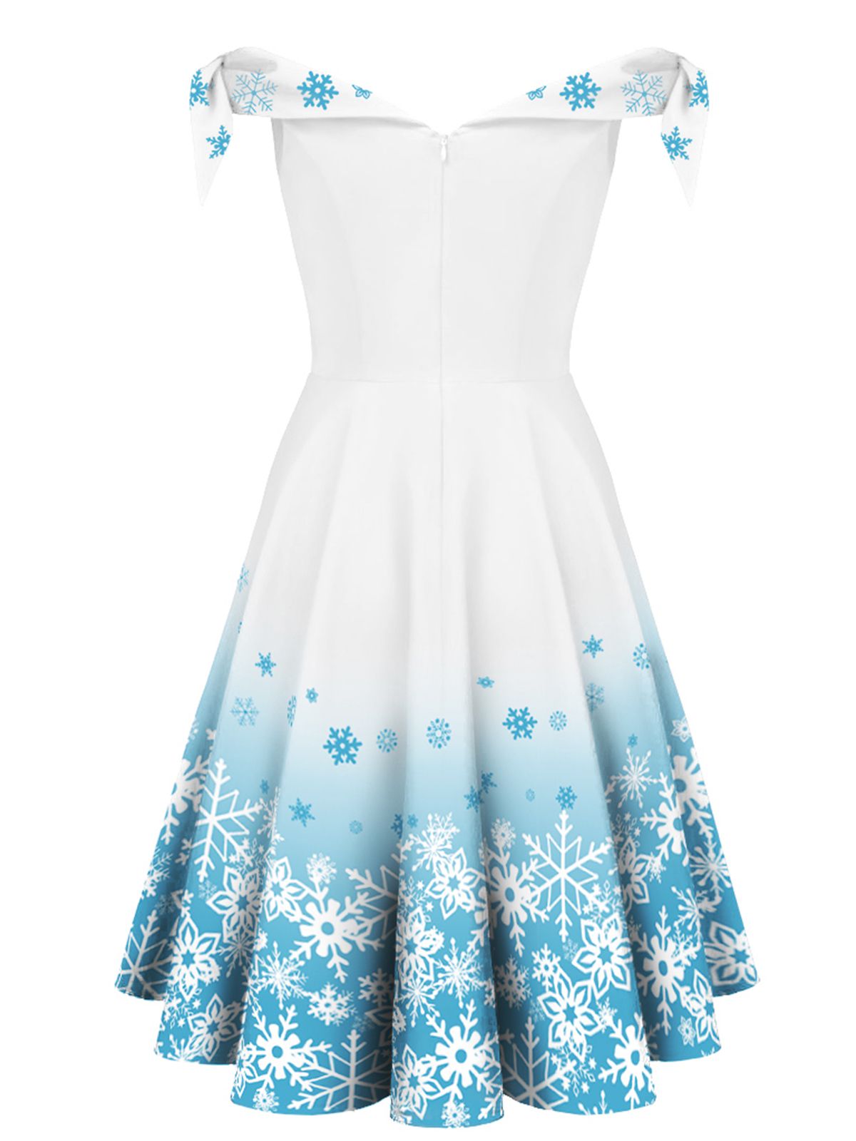 White Off Shoulder Snowflake Dress