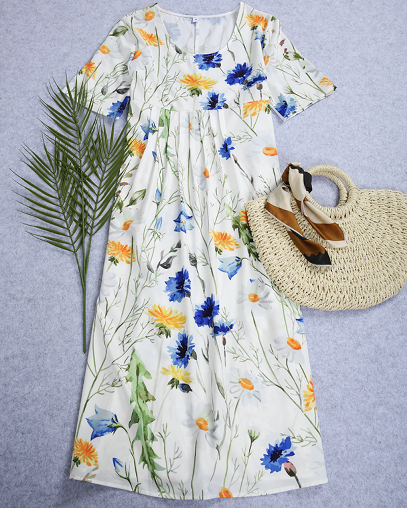 Summer Casual Round Neck Print Dress | Ideal for Summer