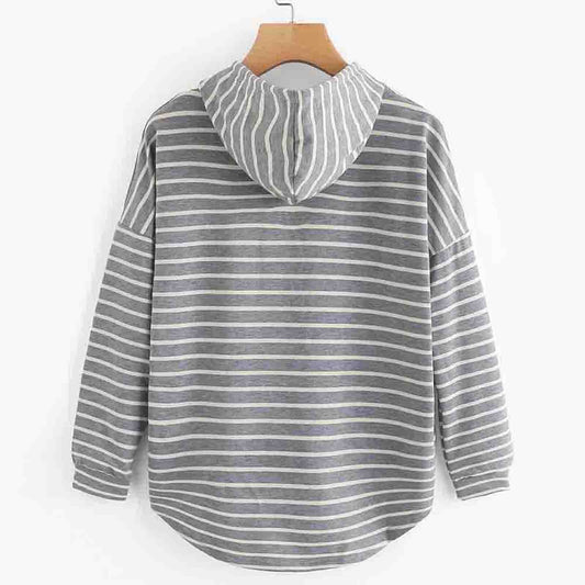 Ivyshape | Warm Striped Cotton Hoodie