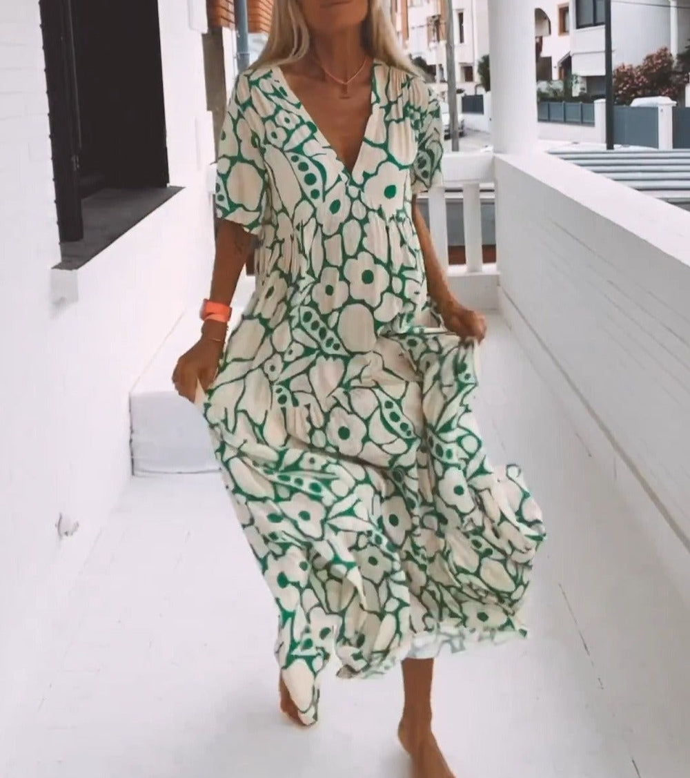 Summer Maxi Dress with Short Sleeves | Perfect for Casual Days