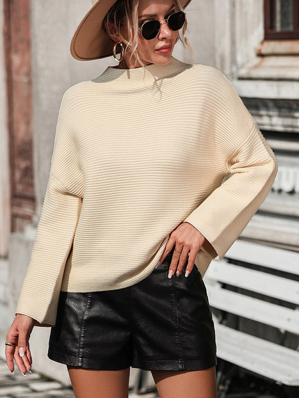 Ivyshape | Women’S Knitted Cropped Sleeve Solid Color Sweater