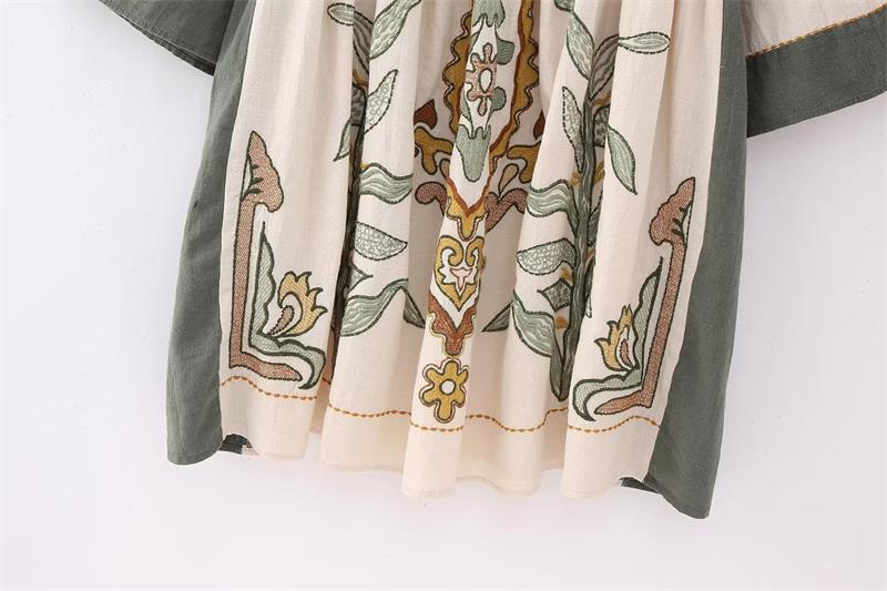 Ivyshape | Embroidered Loose Mini Tunic Dress