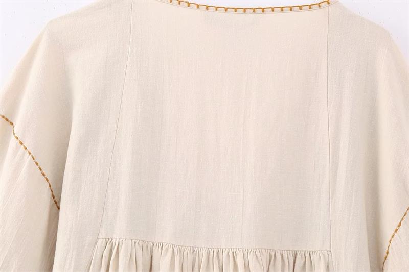 Ivyshape | Embroidered Loose Mini Tunic Dress