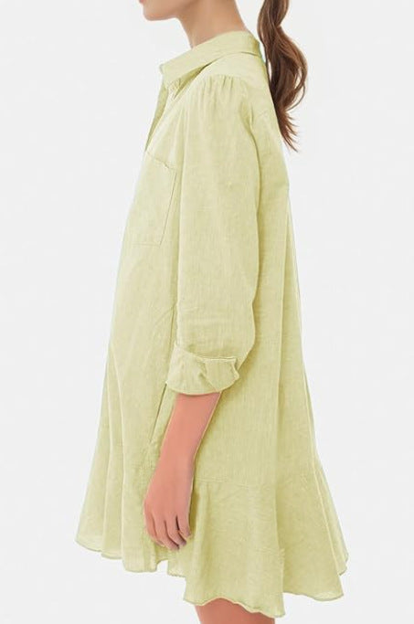 Ivyshape | Collar Buttons Down Ruffled Mini Dress