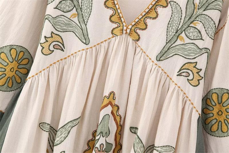 Ivyshape | Embroidered Loose Mini Tunic Dress