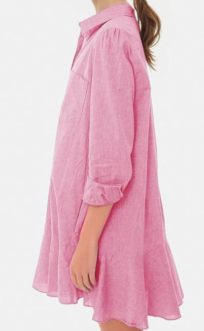 Ivyshape | Collar Buttons Down Ruffled Mini Dress