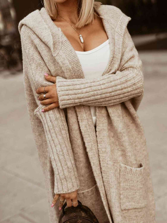 Ivyshape | Long Simply Live Hooded Cardigan