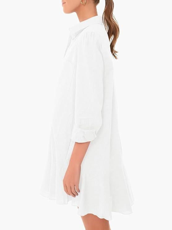 Ivyshape | Collar Buttons Down Ruffled Mini Dress