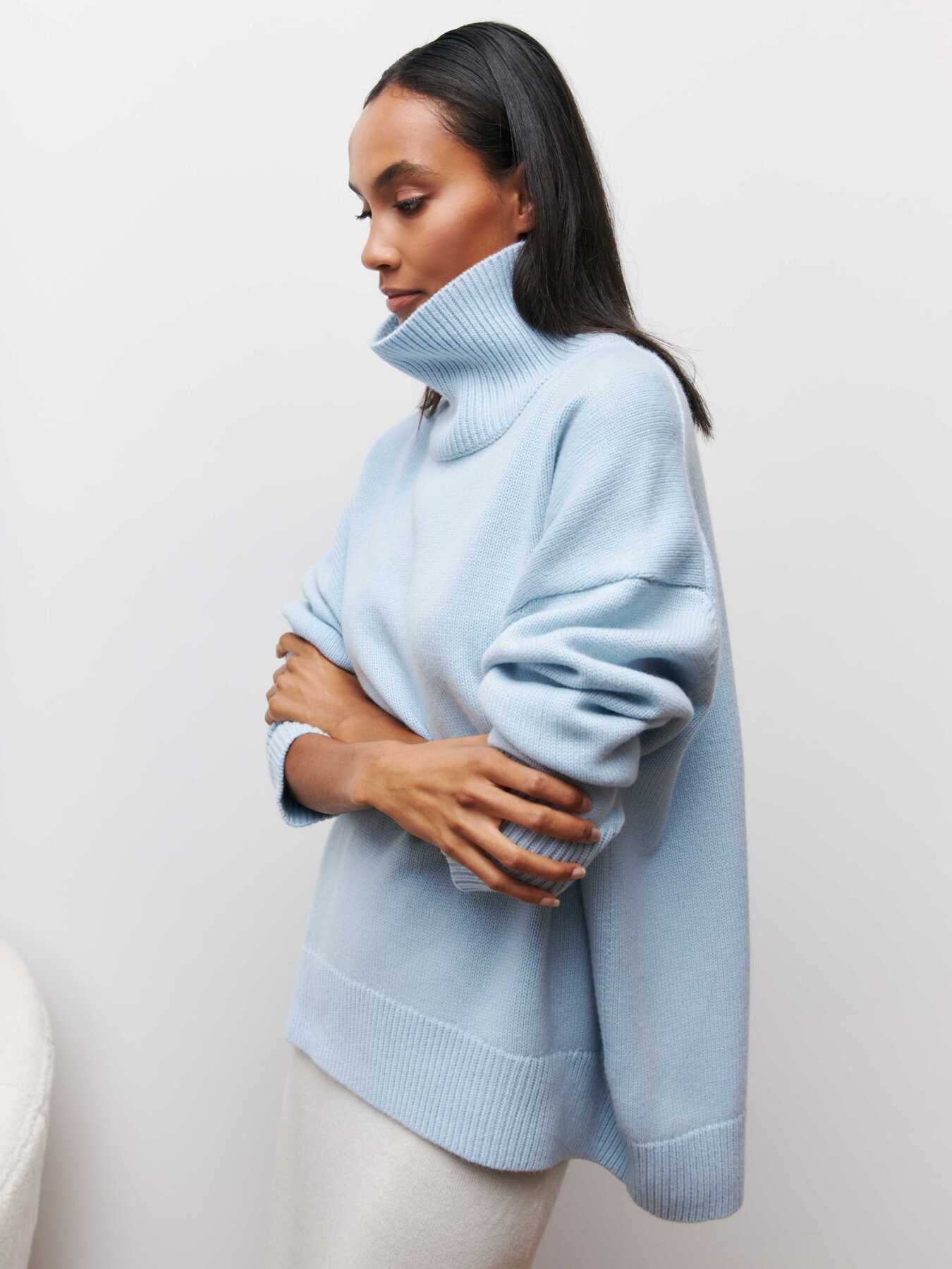 Ivyshape | Loose Turtleneck Long Sleeve Sweater