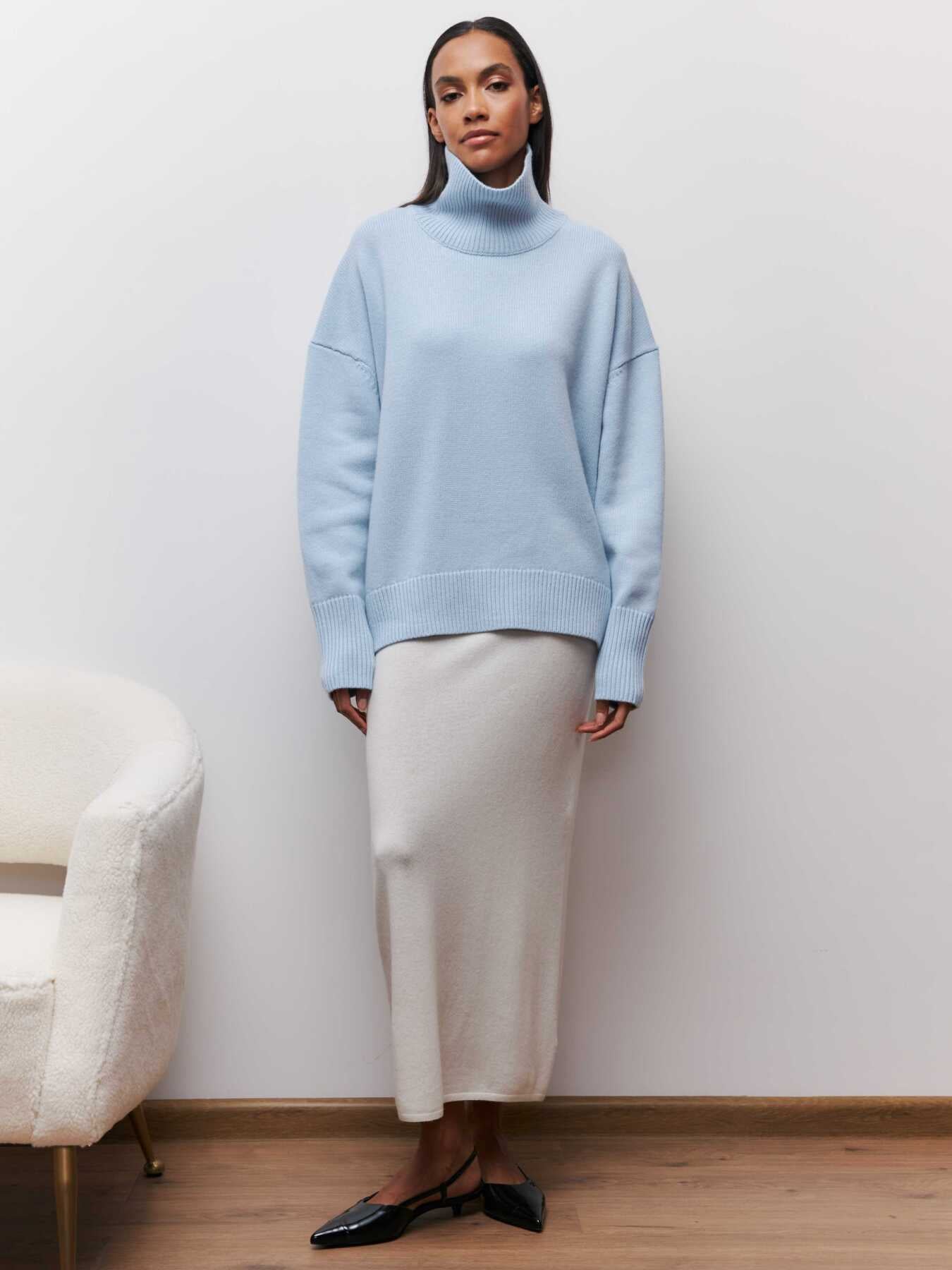 Ivyshape | Loose Turtleneck Long Sleeve Sweater