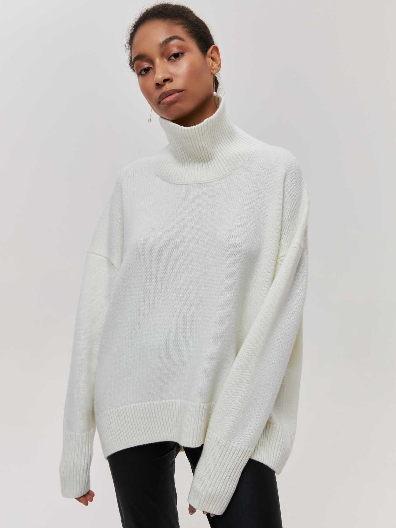 Ivyshape | Loose Turtleneck Long Sleeve Sweater