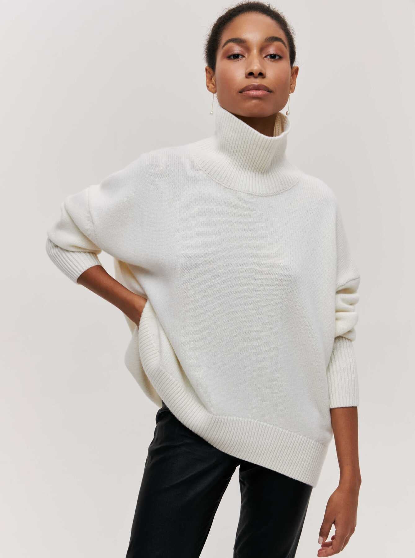 Ivyshape | Loose Turtleneck Long Sleeve Sweater