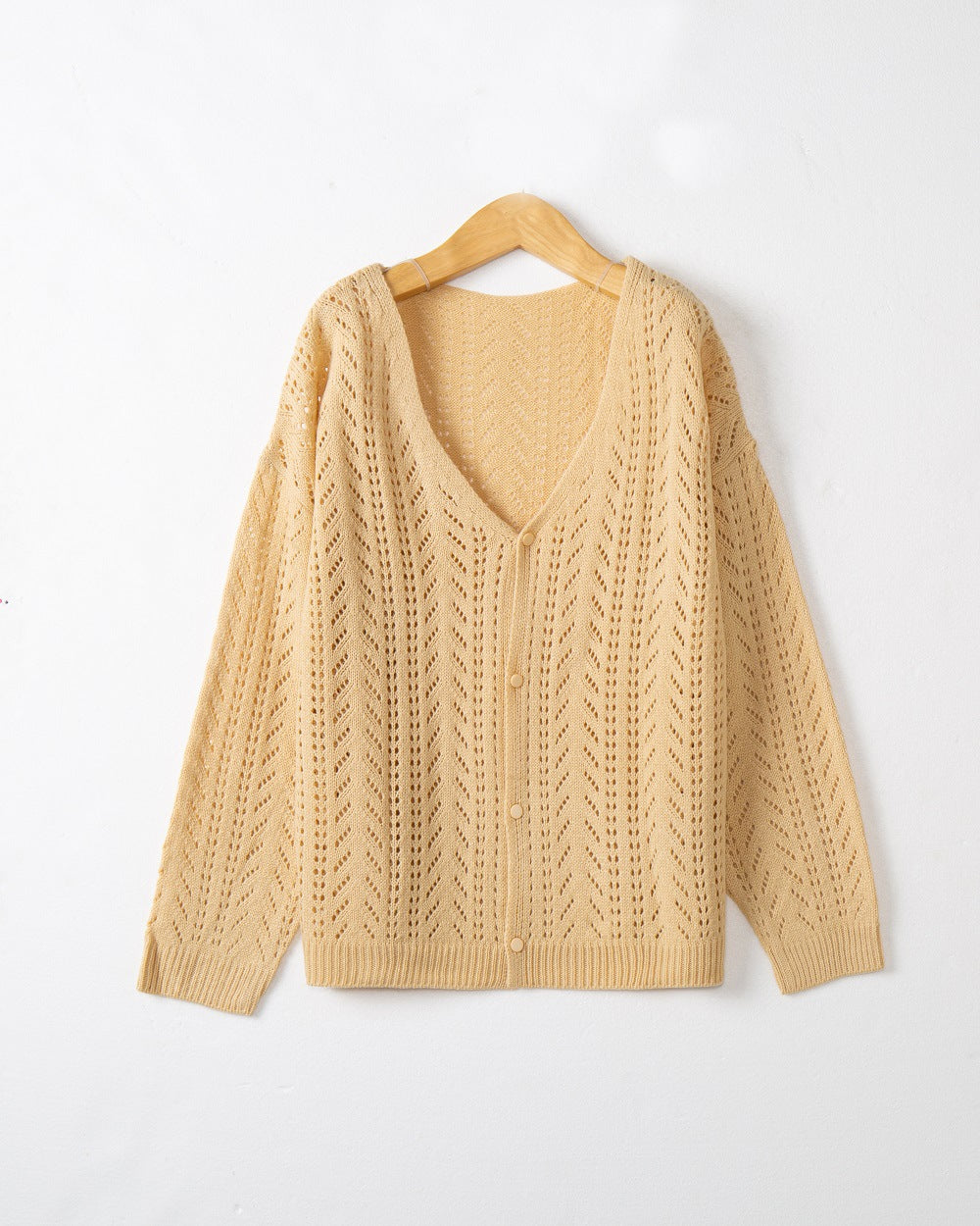 Ivyshape | V-Neck Long Sleeve Buttons Down Sweater