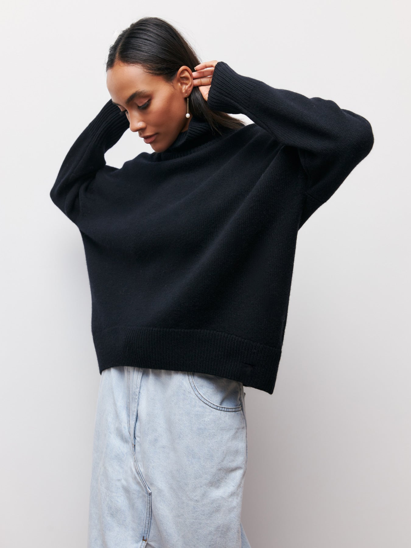 Ivyshape | Loose Turtleneck Long Sleeve Sweater