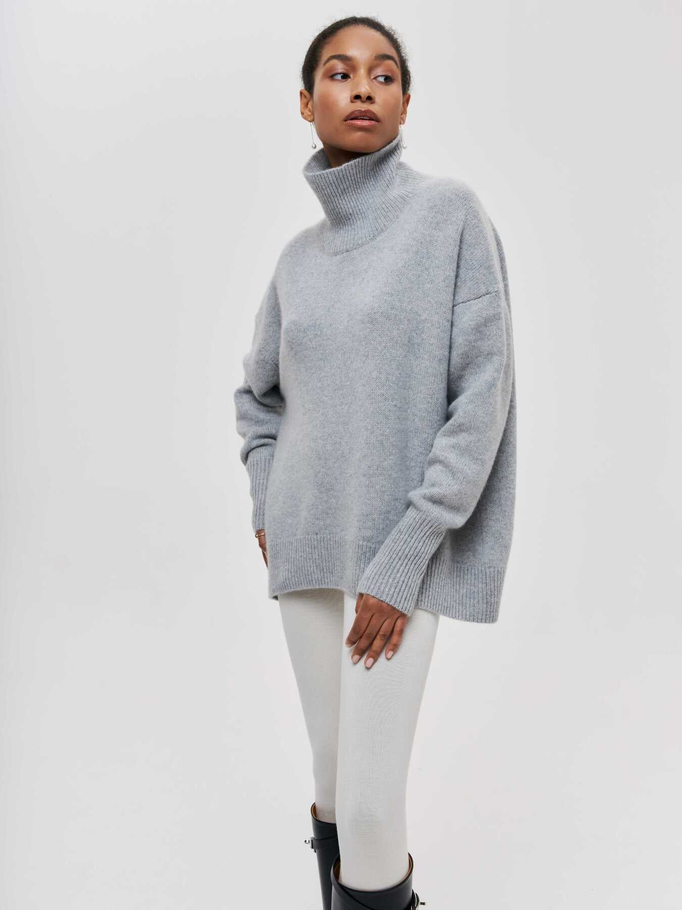 Ivyshape | Loose Turtleneck Long Sleeve Sweater