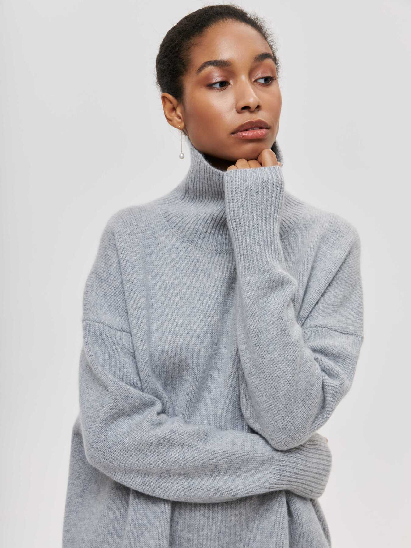 Ivyshape | Loose Turtleneck Long Sleeve Sweater